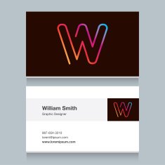 Logo alphabet letter "W" with business card template