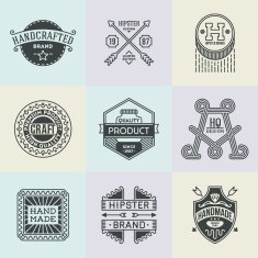 Assorted retro design insignias logotypes set 8 Vector vintage elements