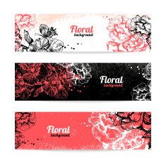Banners with floral background