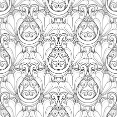 Vector Seamless Monochrome Damask Pattern N2