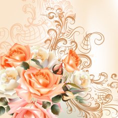 Floral pattern with roses in watercolor style
