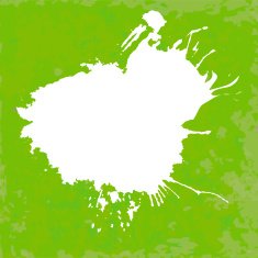 Abstract empty paintbrush label at green artistic paper