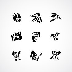 set of abstract black and white pattern icon for design