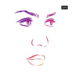 Woman vector portrait on a background N15
