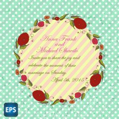Wedding invitation with flowers for your design Vector N3