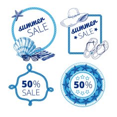 Vector summer sale illustration Banner set