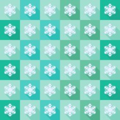 Seamless pattern with flat snowflakes