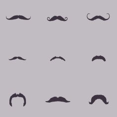 Vector Set of Mustache Silhouettes N3