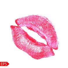 Print of pink lips Vector illustration on a white background N4