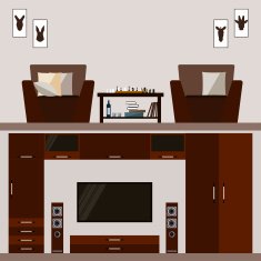 bright brown room interior isolated on soft beige cover