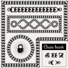 Decorative chain design elements and brush for illustrator N3