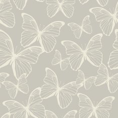 Seamless pattern with outline butterflies