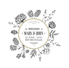 Hand drawn floral wedding invitaion Floral template Vector illustration N2