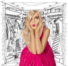Vector Surprised Blonde in Pink Dress N7