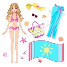 paper doll in beach clothes