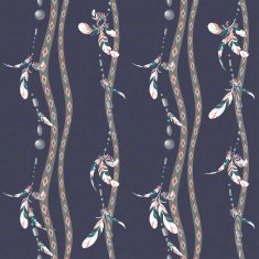 Seamless pattern of hanging bird feathers and colorful bijouterie N2