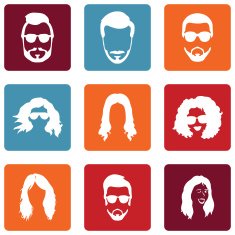 Vector Set of Hairstyles Icons N16