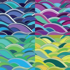 Four variants of abstract seamless background with waves