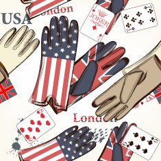 Fashion seamless pattern with cards and gloves decorated by Brit
