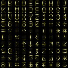 Yellow dot digital font and symbol set vector illustration