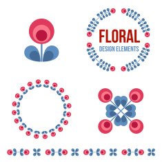Set of design elements - retro flowers
