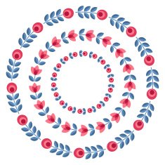 Set of design elements - round floral frames N6