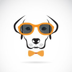 Vector images of dog labrador wearing glasses on white background