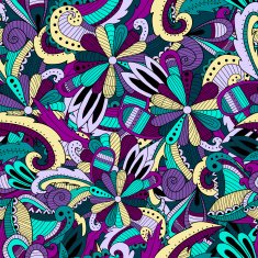 Seamless pattern background with abstract ornaments Hand draw illustration N7