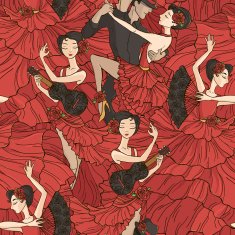 Pattern with tango and flamenco dancers N3