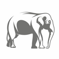 elephant black and white vector illustration