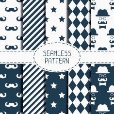 Set of hipster fashion geometric seamless pattern Mustache Wrapping paper