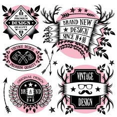 Premium ribbon banners labels and badges set Set 2