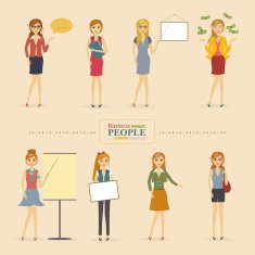 set of woman character hipster style