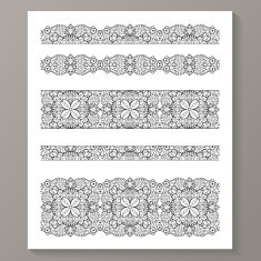 Set of seamless lace borders with transparent background N2
