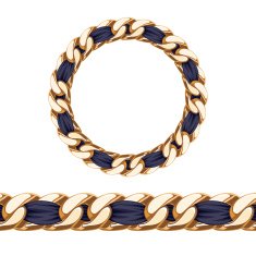 Golden chain with black fabric ribbon vector brush