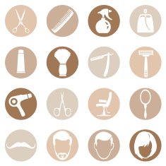 Vector Set of Barber Shop Icons N6