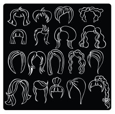 Vector silhouette of a variety hairstyles
