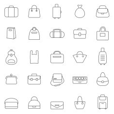 Bag line icons set Vector