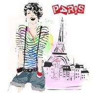 Fashion girl in sketch-style N162