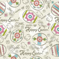 Patterns with easter eggs flowers and chicks N2