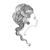 Beautiful woman head silhouette Baroque style