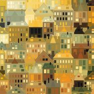Night city Vector background vintage houses N6
