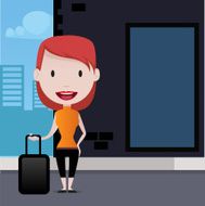 Woman holding a suitcase illustration N2
