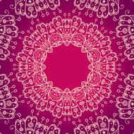 Abstract vector floral mandala frame on the pink background