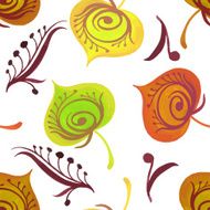 Seamless texture with autumn leaves and flowers Vector illustra