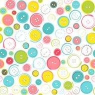 Seamless Pattern with Decorative Sewing Buttons over White