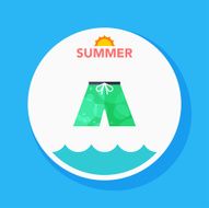 beach pants flat icon with long shadow on circle background