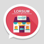 shopping store flat icon with long shadow eps10 N88