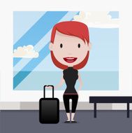 Woman holding a suitcase illustration N3
