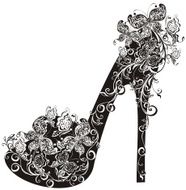 Shoes on a high heel decorated with butterflies